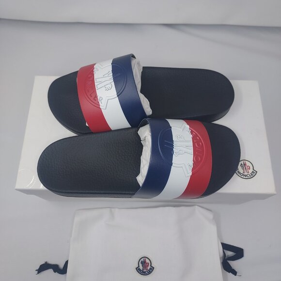 MONCLER Black MENS Basile Embossed Logo Stripe Slide Sandal - Picture 9 of 9